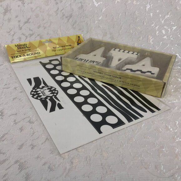 Mango Moon Ceramic Writeable Cheese Markers Set of 6 & Mango Moon Decals 5 pkgs - Picture 3 of 16